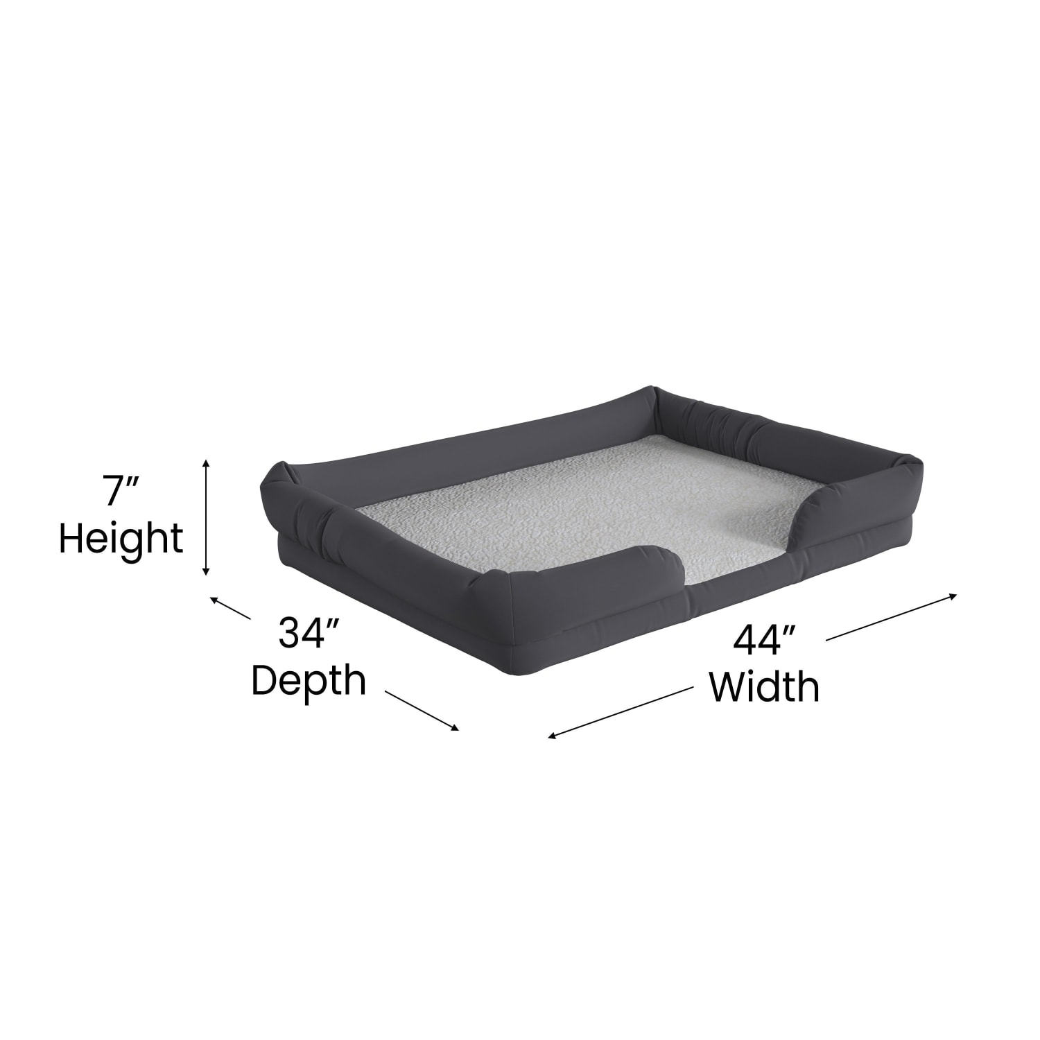 Flash Furniture Orthopedic Memory Foam Dog Bed, Large, 34inL x 44inW x 7inH, Gray - Image 6