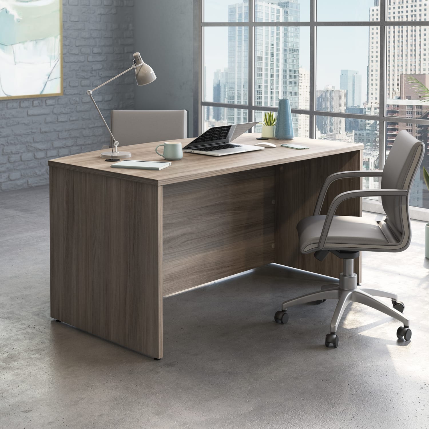 Sauder Affirm 59inW Bow-Front Computer Desk, 59inW, Hudson Elm - Image 5