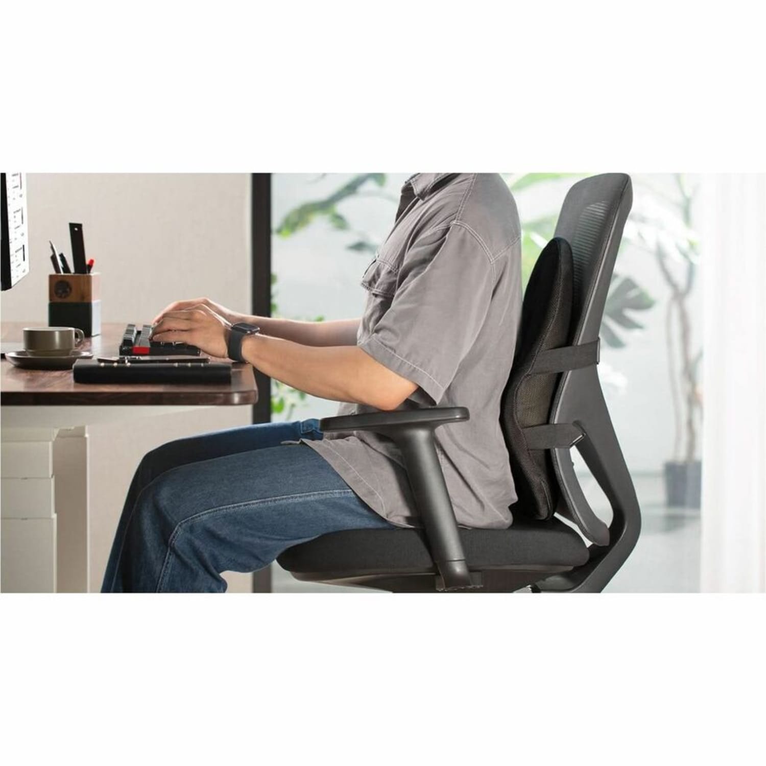 Mount-It! Ergo Collection Lumbar Support, 18-1/2inH x 15-3/4inW x 4-3/16inD, Black - Image 12