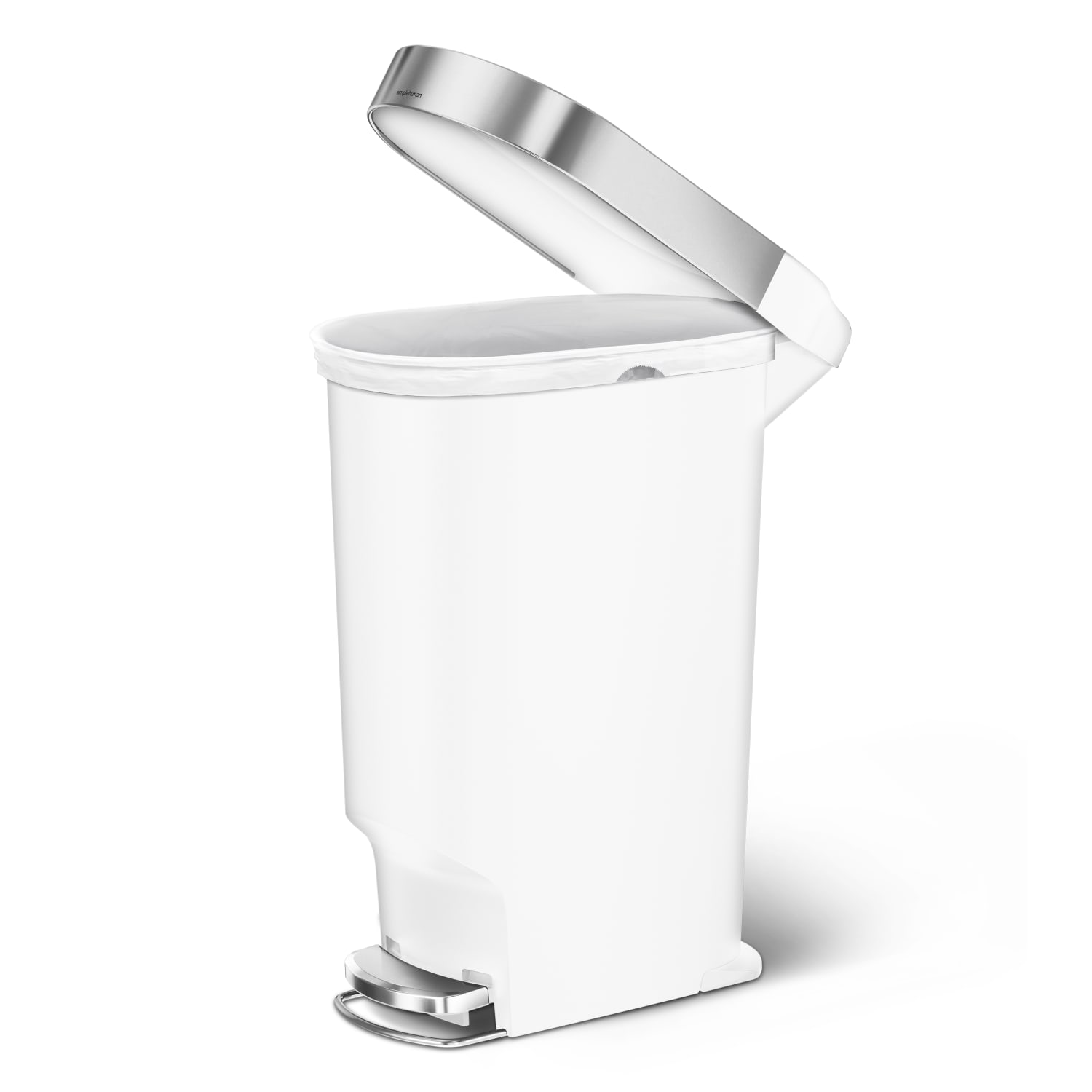 simplehuman Slim Trash Can, 10.57 Gallons, White - Image 3