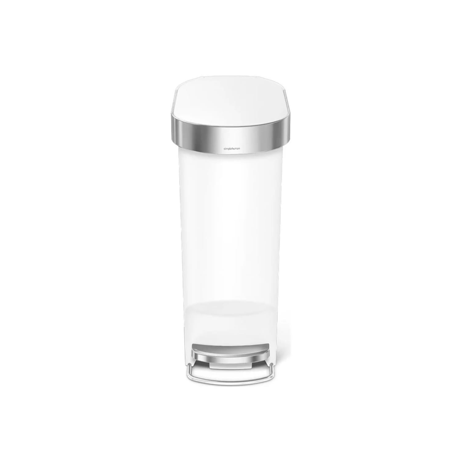 simplehuman Slim Trash Can, 10.57 Gallons, White - Image 5