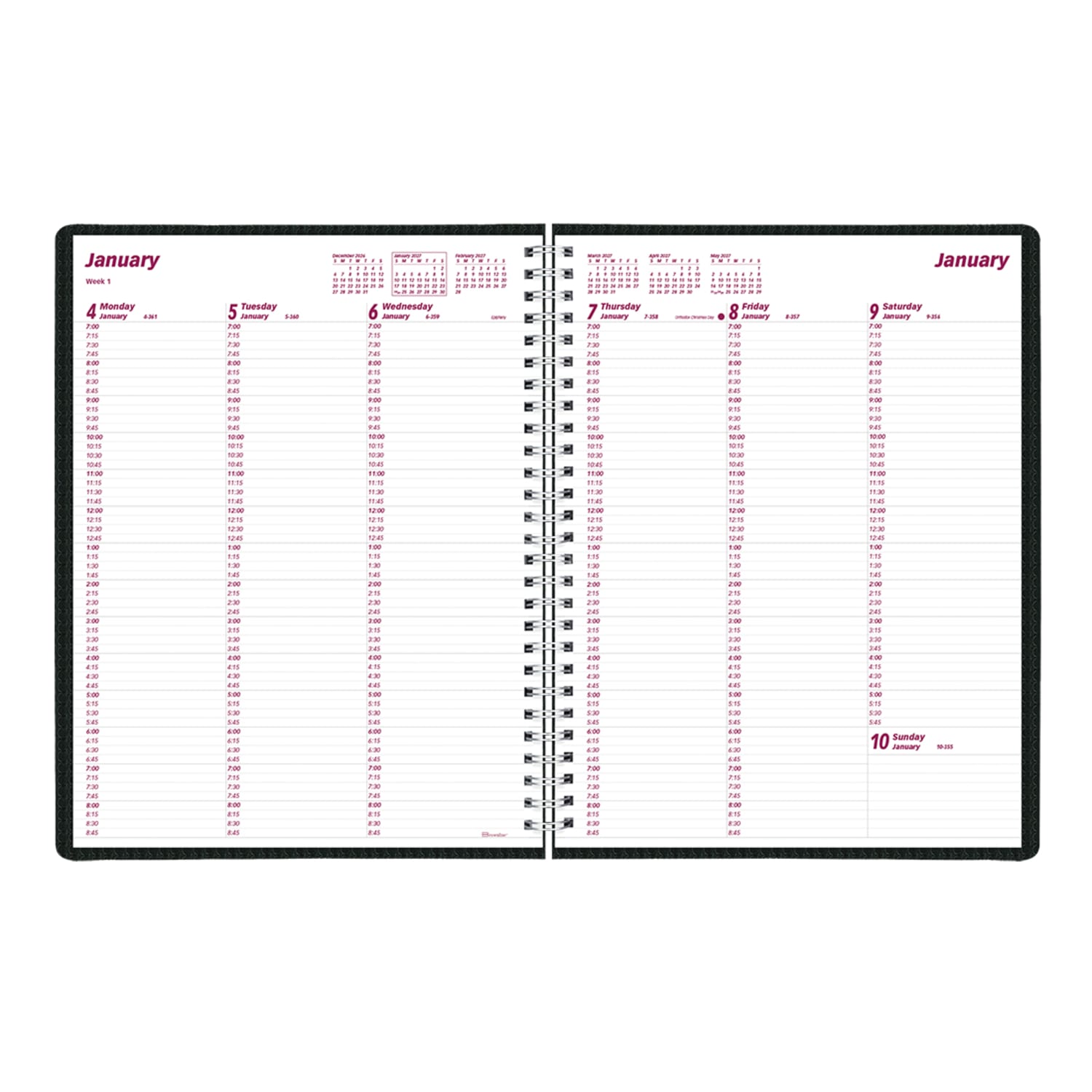 2027 Brownline DuraFlex Weekly Appointment Planner, 11in x 8-1/2in, 100% Recycled, Black, January To December, CB950V.BLK, Total Qty 1 - Image 4