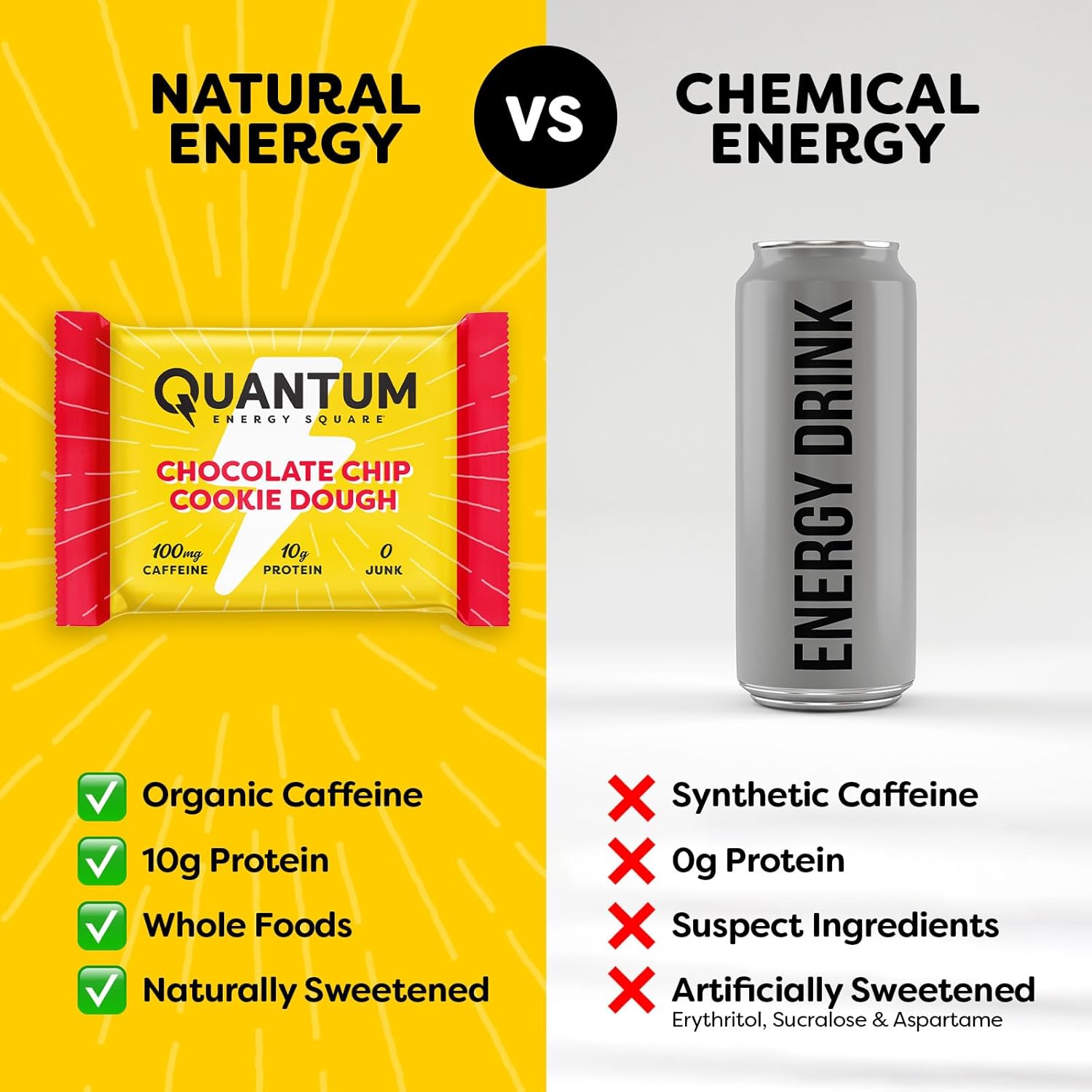 Quantum Chocolate Chip Cookie Dough Energy Squares, 1.69 Oz, Total Qty 8 - Image 5