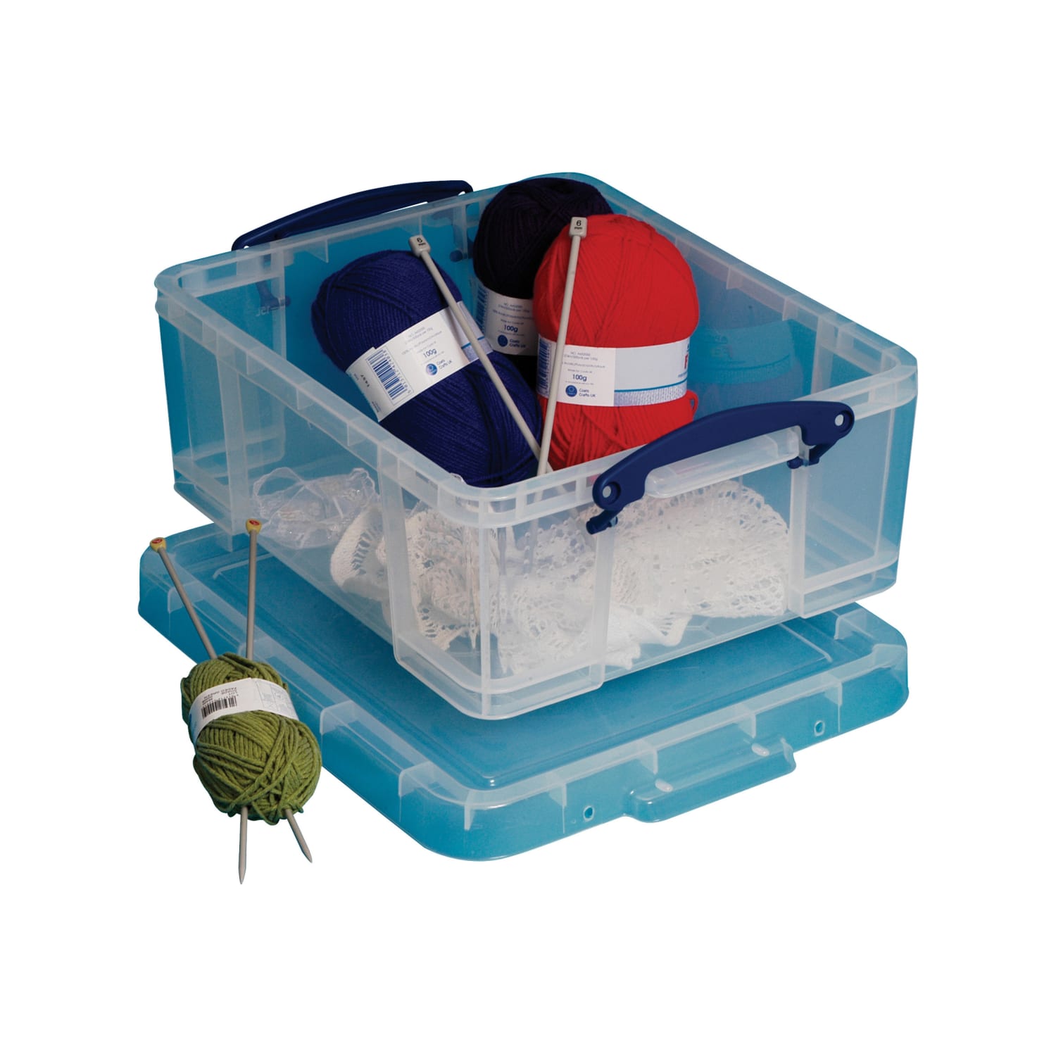 Really Useful Box Plastic Storage Container With Built-In Handles And Snap Lid, 17 Liters, 18 7/8in x 15 3/8in x 8in, Clear - Image 3