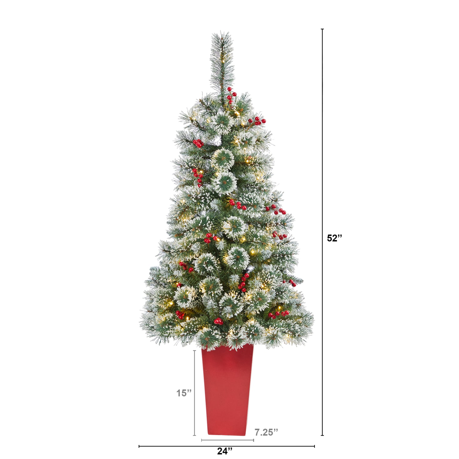 Nearly Natural Frosted Swiss Pine Artificial Christmas Tree, 52inH - Image 3