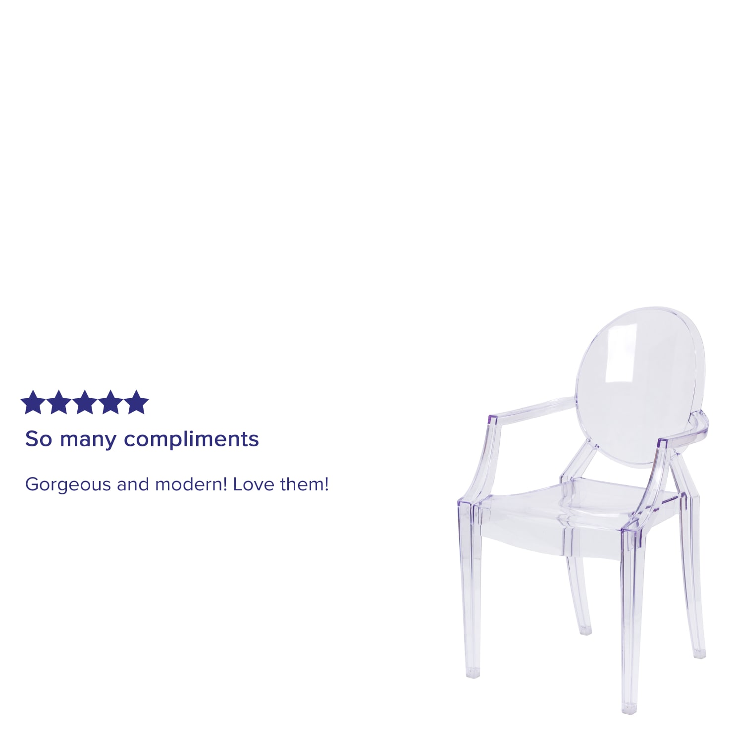 Flash Furniture Oval Back Ghost Chair, Clear - Image 5
