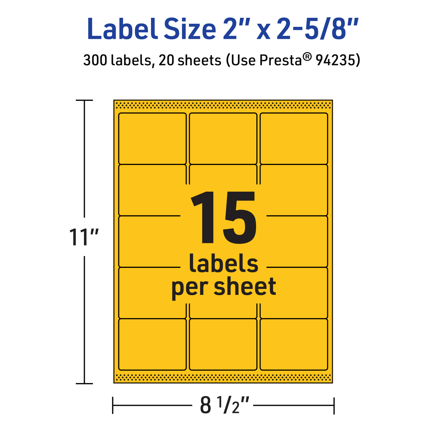 Avery Printable Labels With Sure Feed Technology, 94235-BYP20, Rectangle, 2in x 2-5/8in, Matte Bright Yellow, Pack of 300 - Image 6