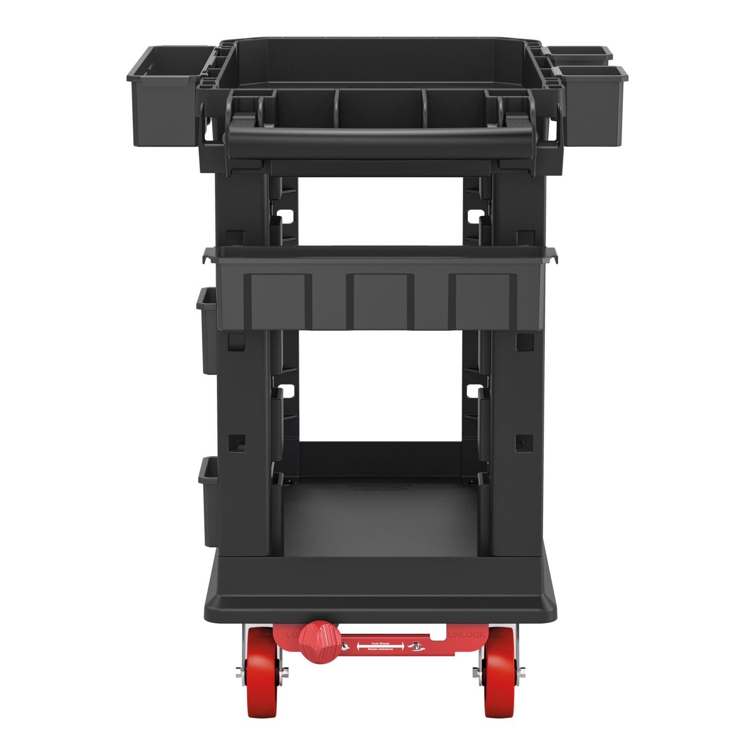 Suncast Commercial Heavy-Duty Plus 2-Shelf Utility Cart, 34-13/16inH x 19-1/2inW x 41-3/4inD, Gray - Image 4