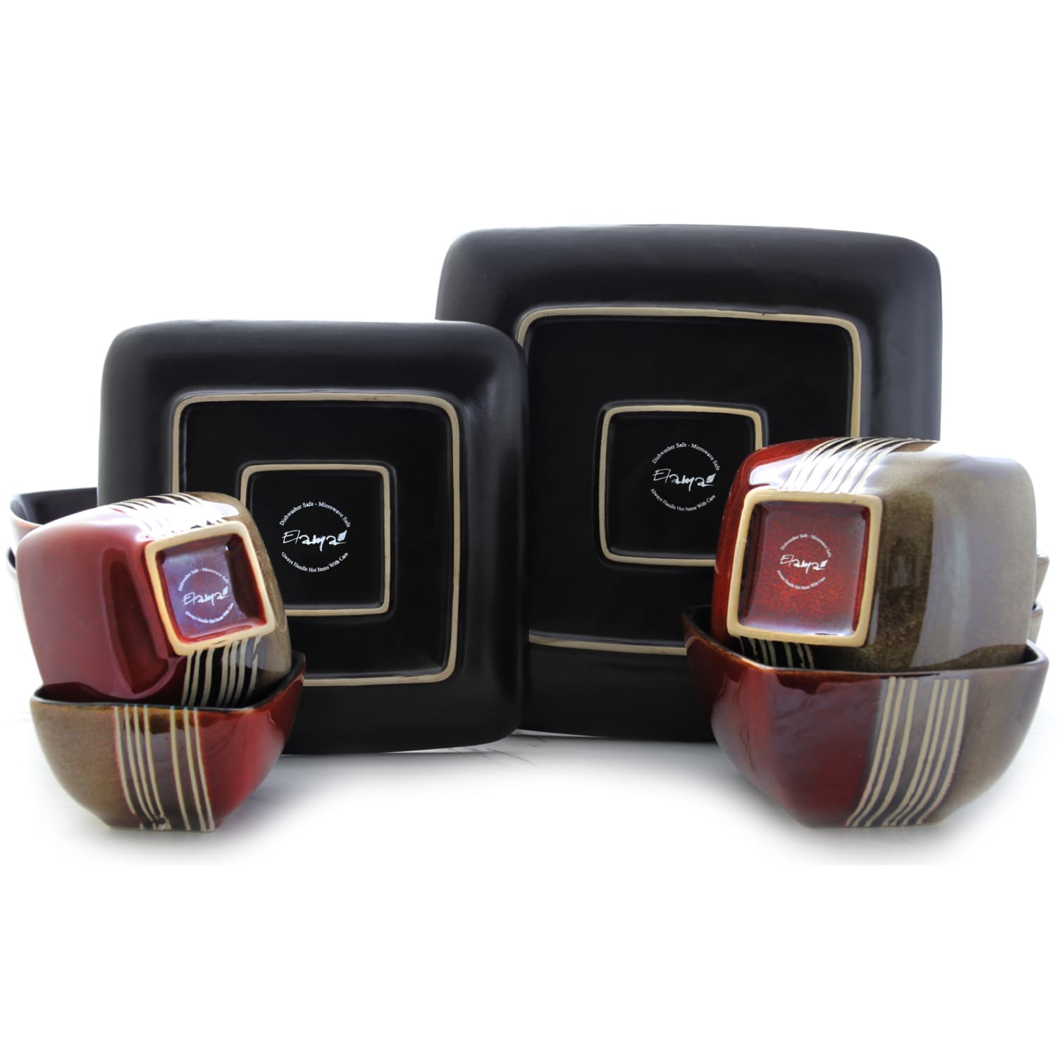 Elama 16-Piece Stoneware Dinnerware Set, Downtown Loft - Image 5