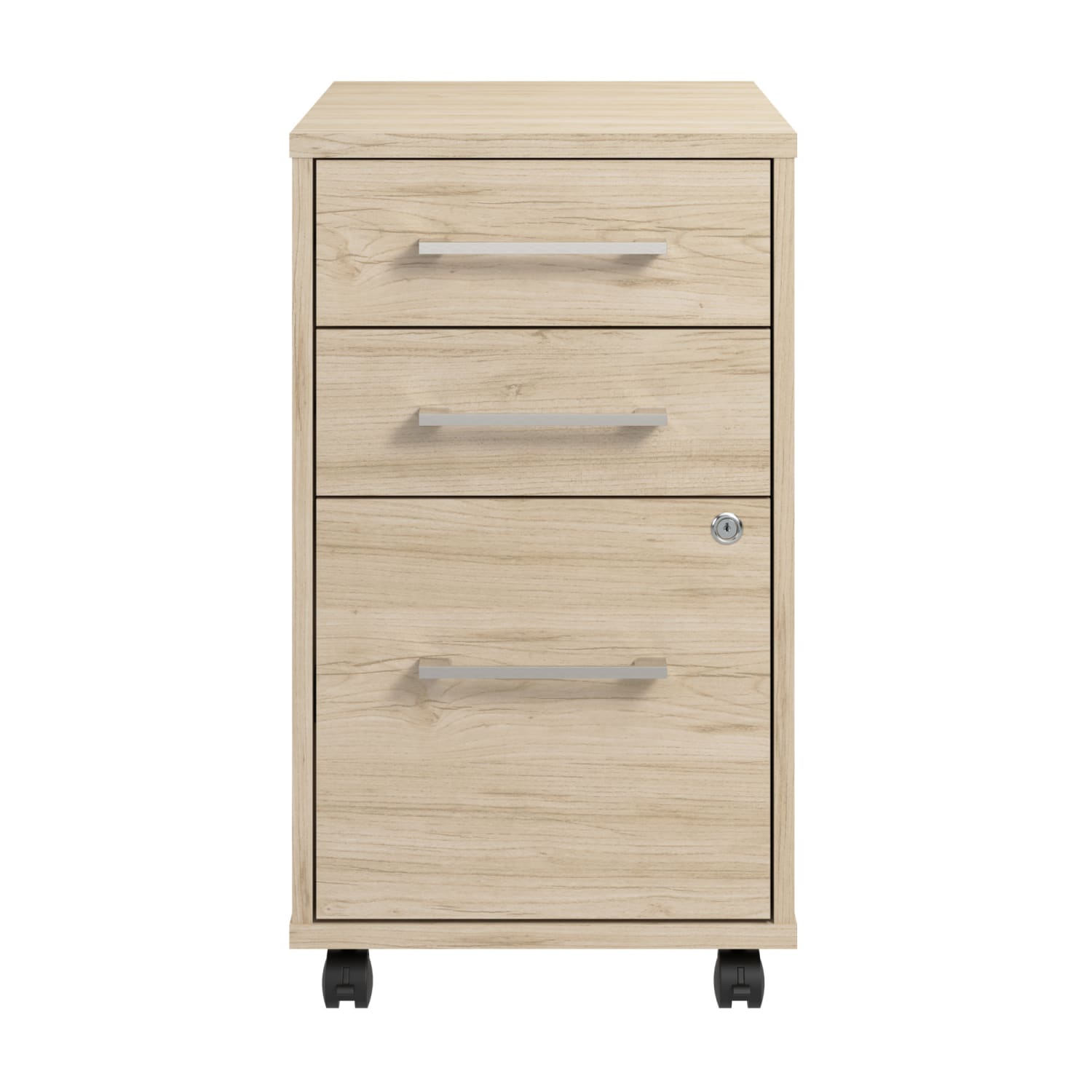 Bush Business Furniture Hustle 3-Drawer Mobile File Cabinet, Natural Elm, Standard Delivery - Image 3