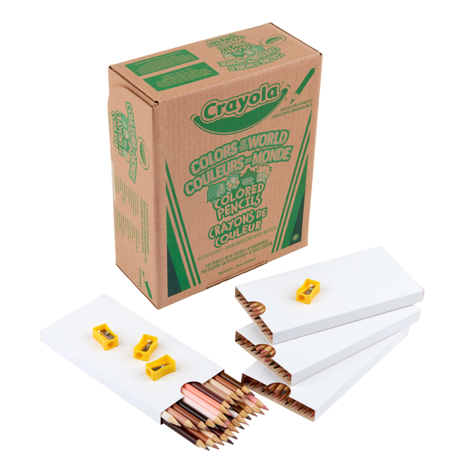 Crayola Colors of the World Colored Pencils, Assorted Colors/Kraft Packaging, Pack Of 240 Colored Pencils