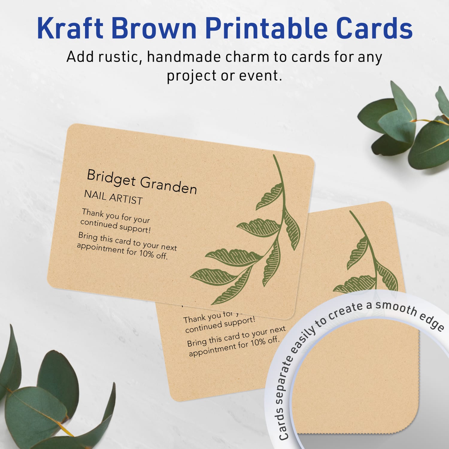 Avery Printable Invitation Cards, 5in x 7in Rectangle Rounded Corners, Kraft Brown, Pack Of 50 - Image 3