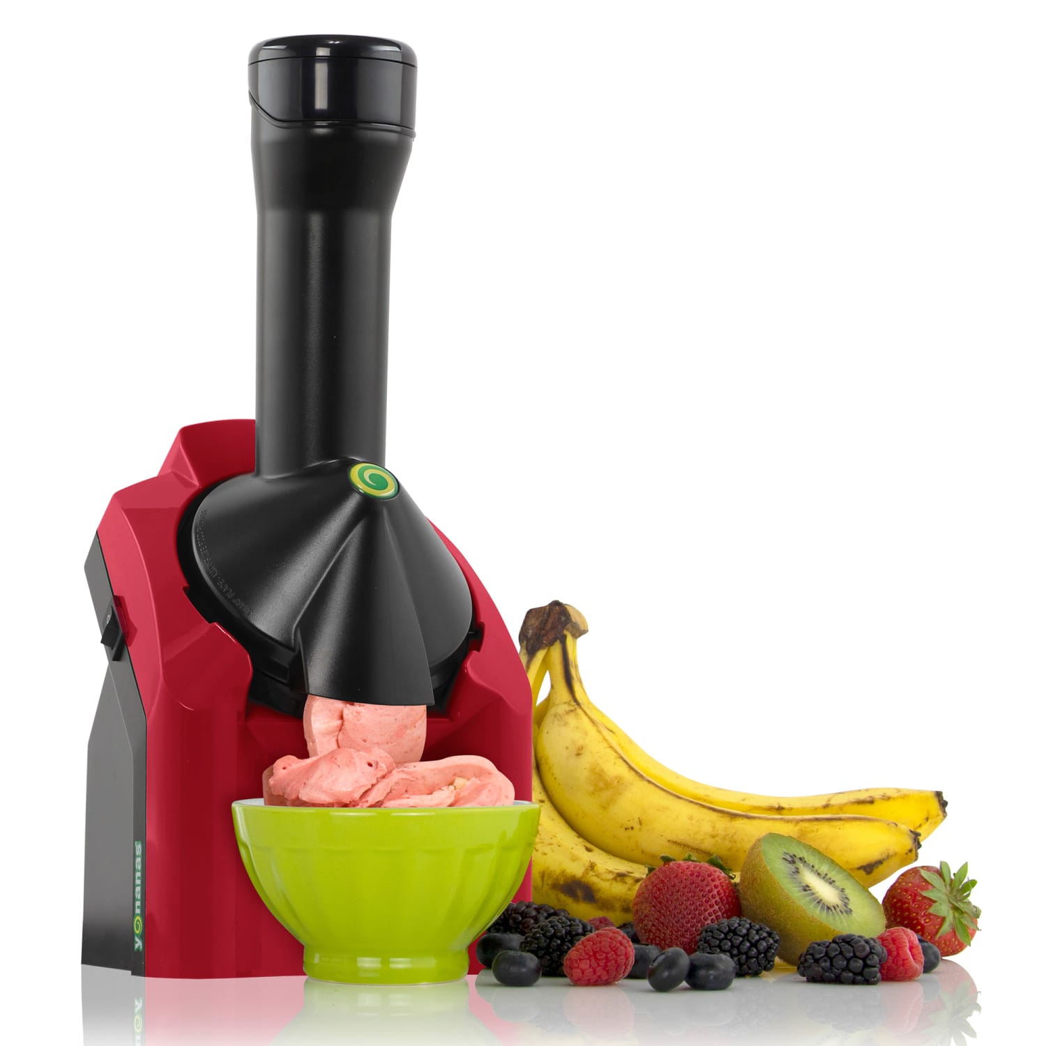 Edgecraft Yonanas Classic Vegan Non-Dairy Frozen Fruit Soft Serve Dessert Maker, 6-3/16in x 13-13/16in x 7-9/16in, Red - Image 3