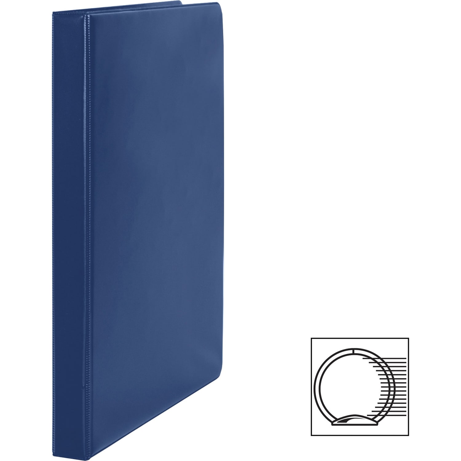 Business Source Basic Round Ring Binders - 1/2in Binder Capacity - Round Ring Fastener(s) - Vinyl - Dark Blue - 8.96 oz - 1 / Each - Image 3