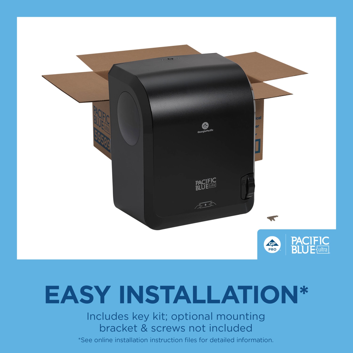 Pacific Blue Ultra by GP PRO, Mechanical High-Capacity Paper Towel Dispenser, 59589, 12.9in x 9in x 16in, Black, 1 Dispenser - Image 6
