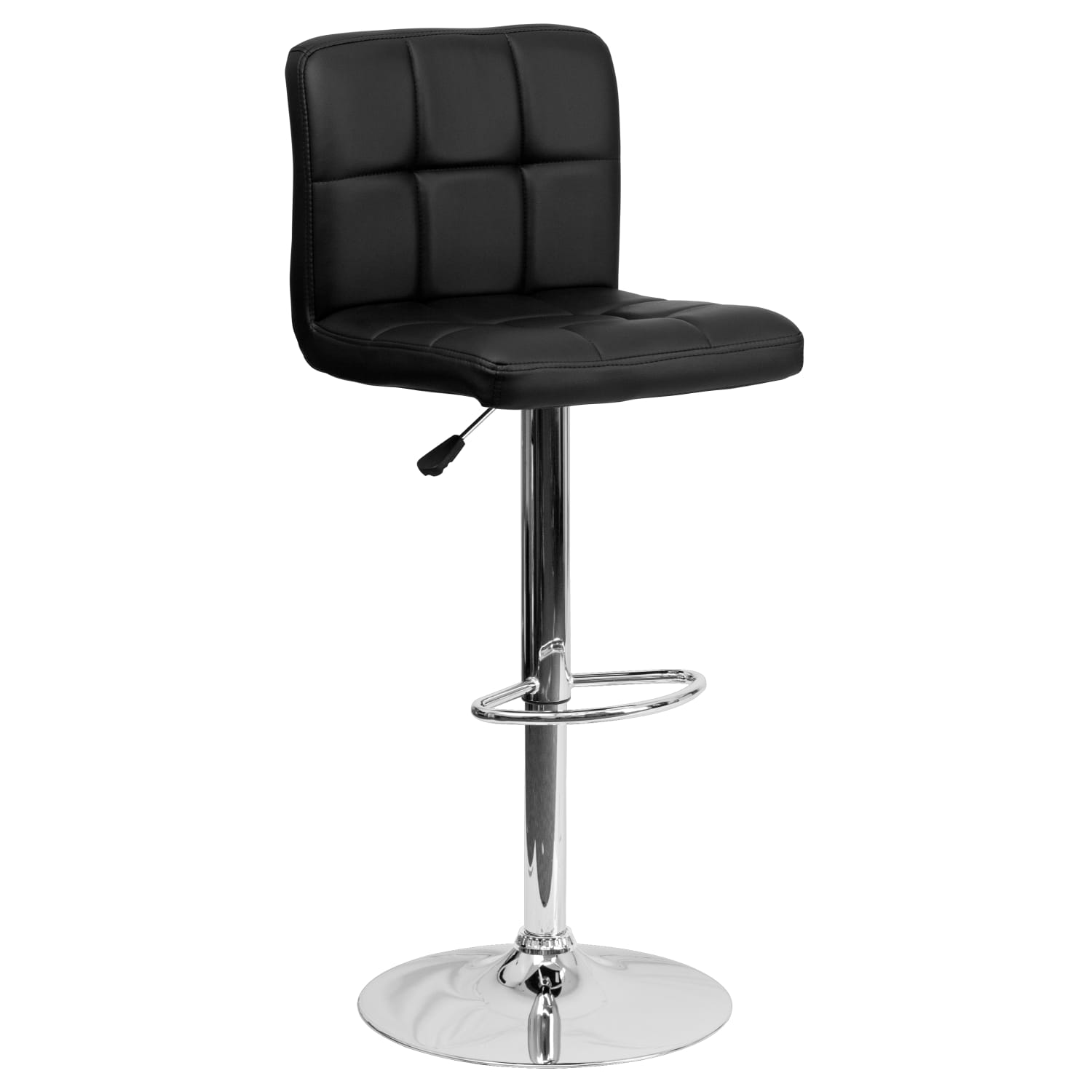 Flash Furniture Contemporary Quilted Vinyl Adjustable Height Barstool with Chrome Base Black PopularChairscom