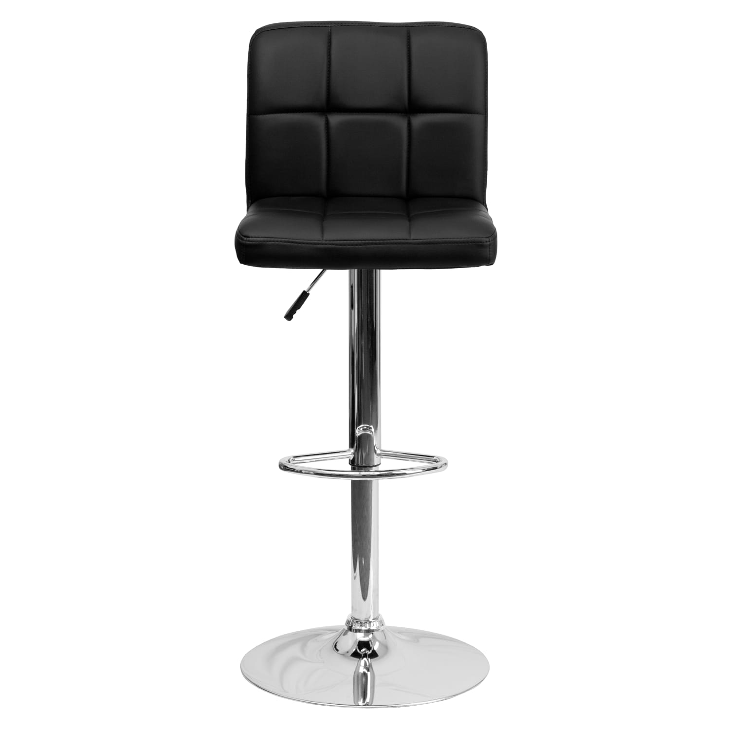 Flash Furniture Contemporary Quilted Vinyl Adjustable Height Barstool with Chrome Base Black PopularChairscom
