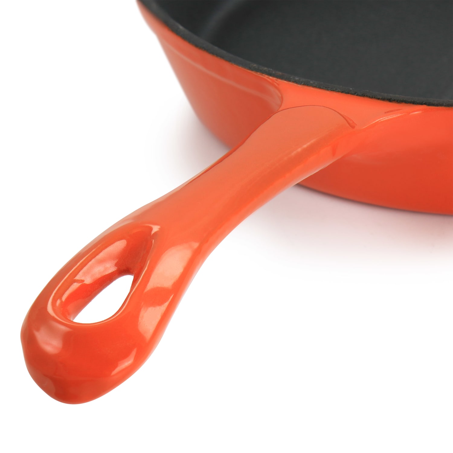 MegaChef Enamel Round Preseasoned Cast Iron Frying Pan, 8in, Orange - Image 6