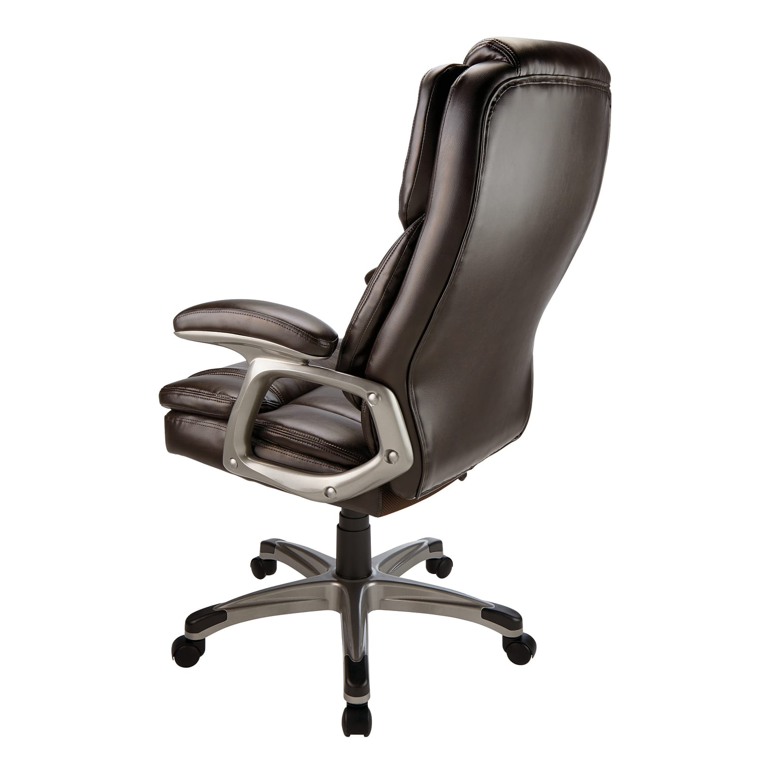 Realspace Cressfield Bonded Leather High-Back Executive Office Chair, Brown/Silver, BIFMA Compliant - Image 6
