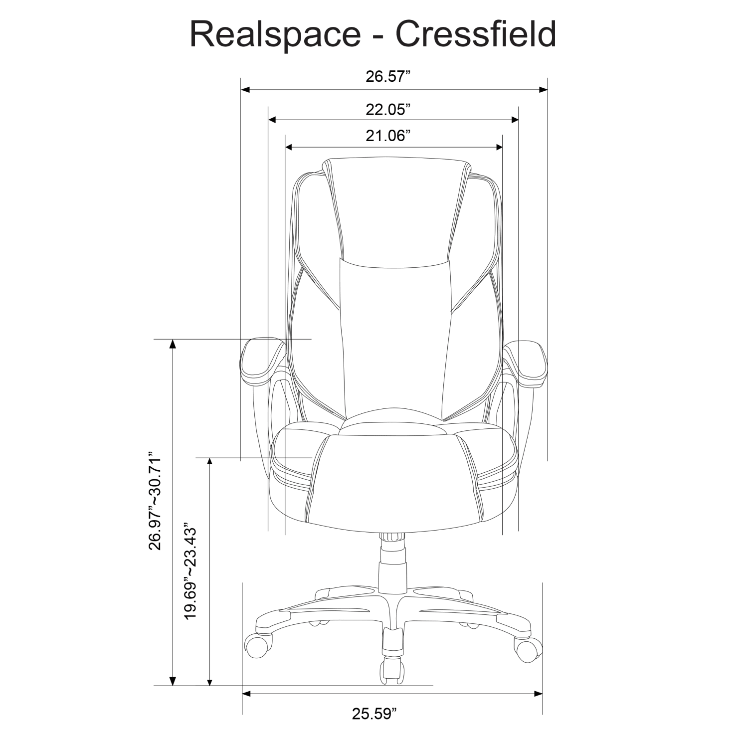 Realspace Cressfield Bonded Leather High-Back Executive Office Chair, Brown/Silver, BIFMA Compliant - Image 7