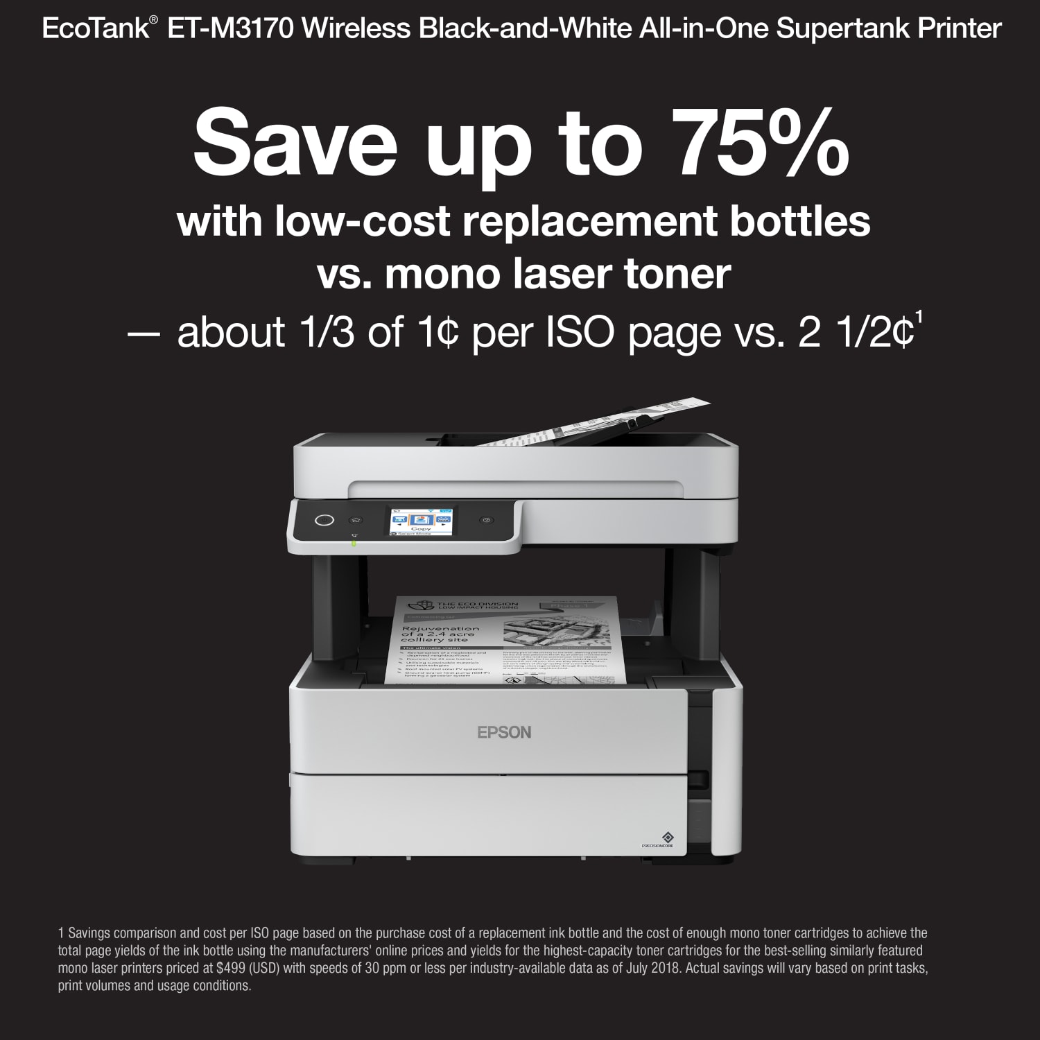 Epson EcoTank ET-M3170 SuperTank Wireless All-In-One Monochrome Printer - Image 3