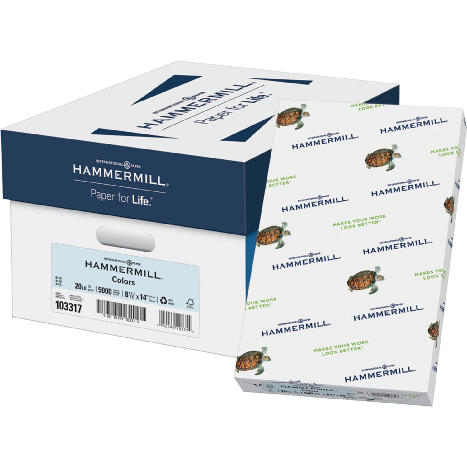 Hammermill Fore Super-Premium Color Copy Paper, 1 Ream, Blue, Legal (8.5in x 14in), 500 Sheets Per Ream, 20 Lb, 30% Recycled - Image 3