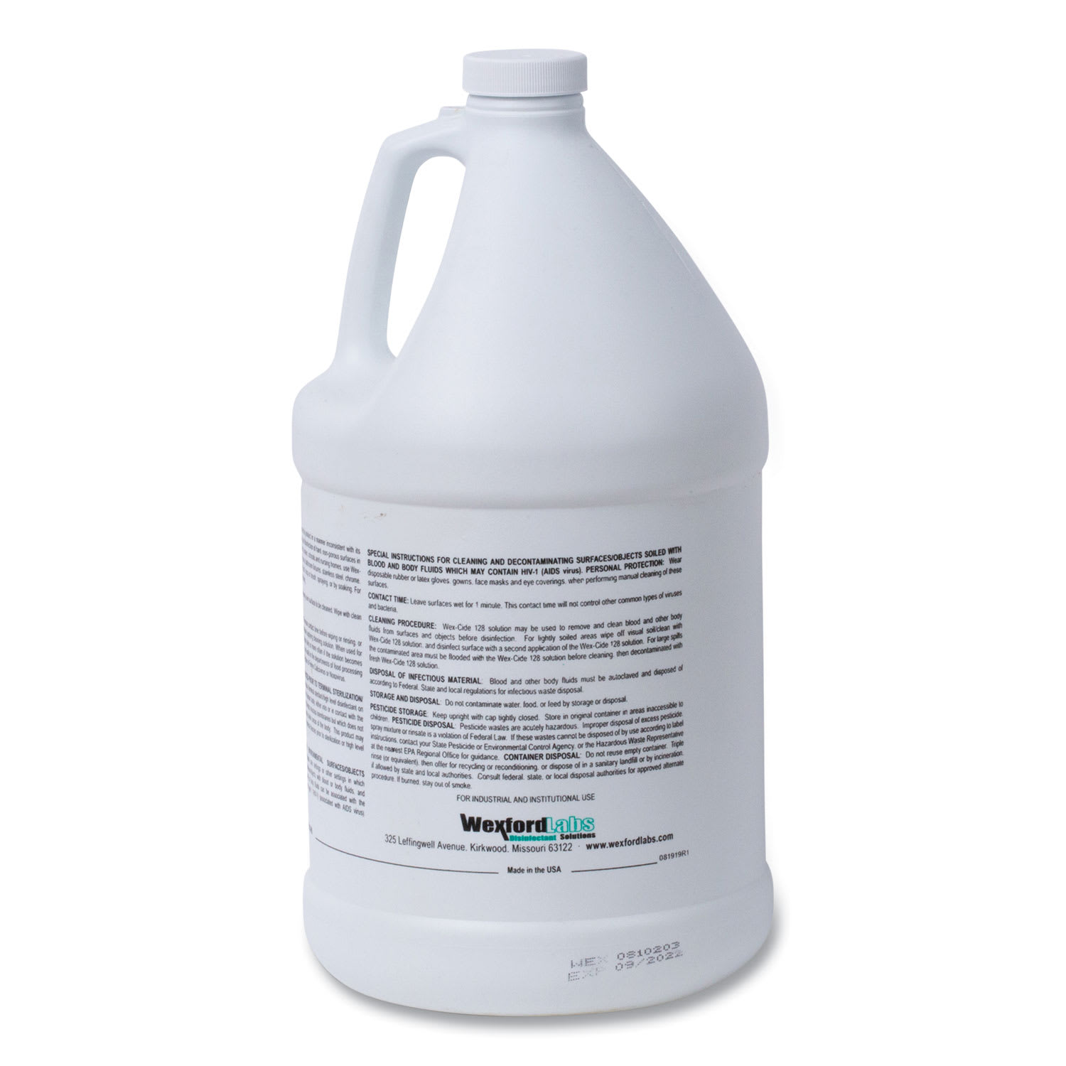 Wexford Labs Wex-Cide Concentrated Disinfecting Cleaner, Nectar Scent, 128 oz Bottle, 4/Carton - Image 3