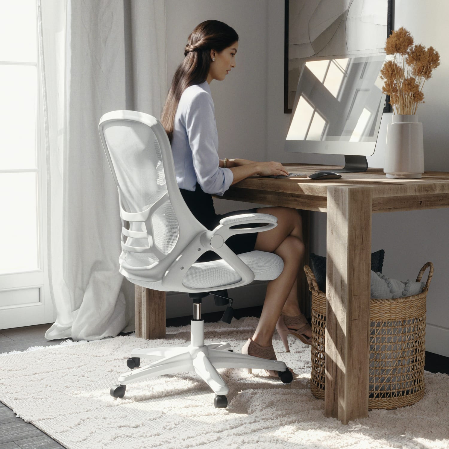 Flash Furniture Ergonomic Mesh High Back Office Chair White PopularChairscom