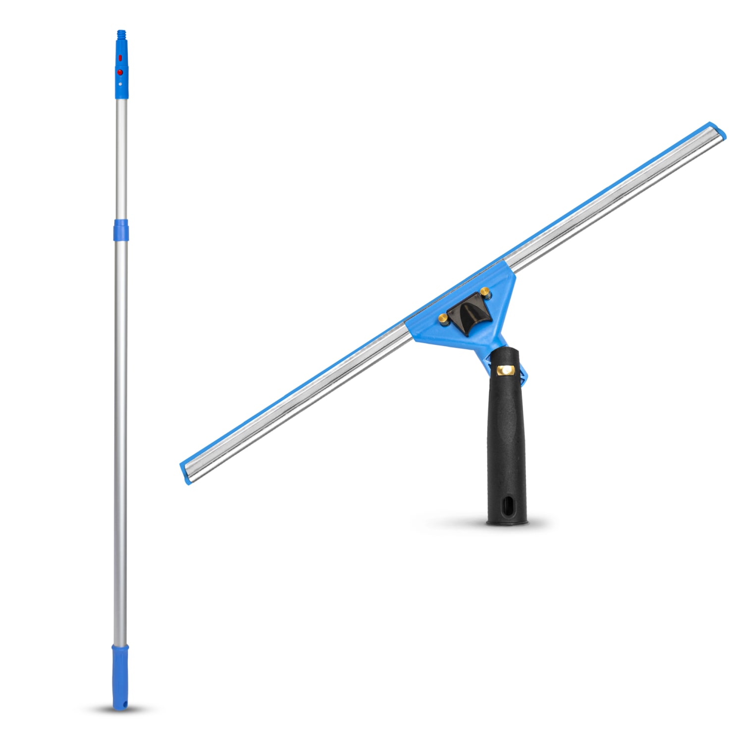 Gritt Commercial Swivel Window Squeegee And Telescopic Pole Window Washing Kit, 18in Squeegee/6ft Pole, Multicolor