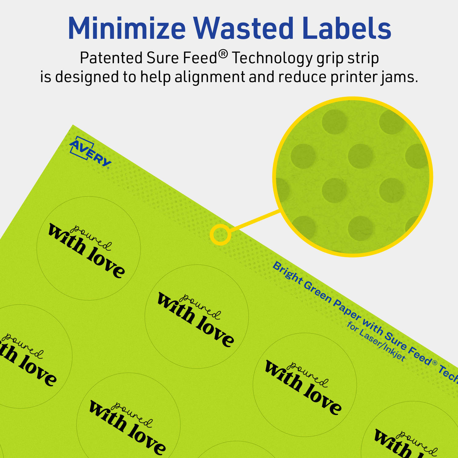 Avery Print-To-The-Edge Labels With Sure Feed Technology And Easy Peel Label Feature, 94507-BGP10, Round, 1-5/8in, Matte Bright Green, Pack of 200 - Image 5