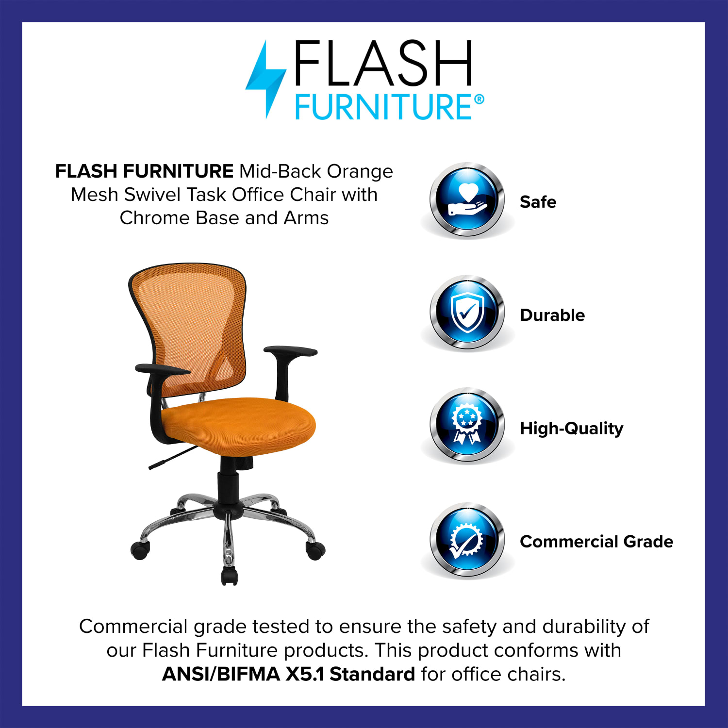 Flash Furniture Mesh MidBack Task Chair OrangeBlackChrome PopularChairscom Flash Furniture Mesh Mid Back Task Chair OrangeBlackChrome PopularChairscom