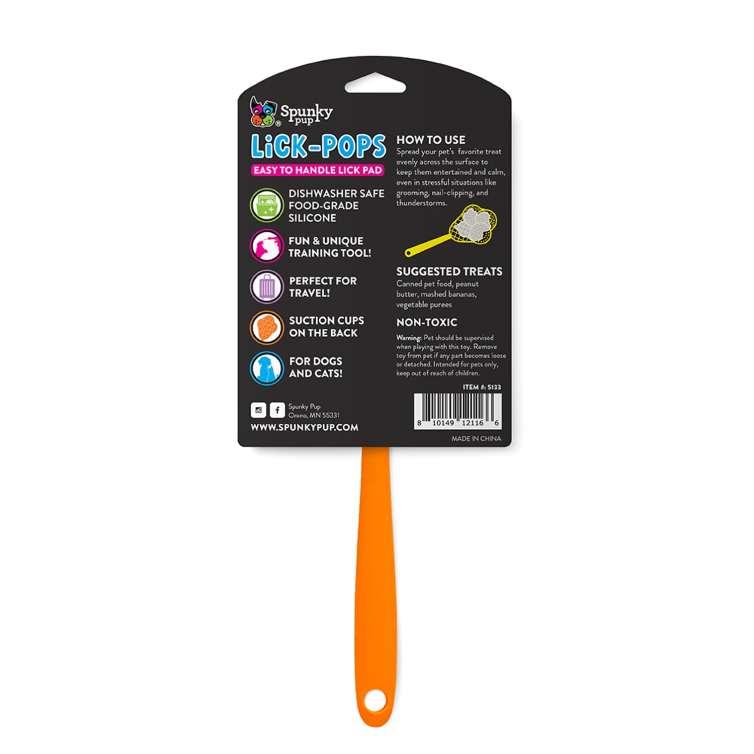 Spunky Pup Lick Pop Pad, Cone, 7-15/16in x 5-7/16in, Pink/Orange - Image 3