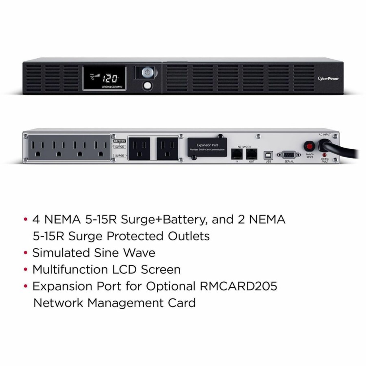 CyberPower OR700LCDRM1U UPS Smart App Intelligent LCD/AVR Series - Image 5