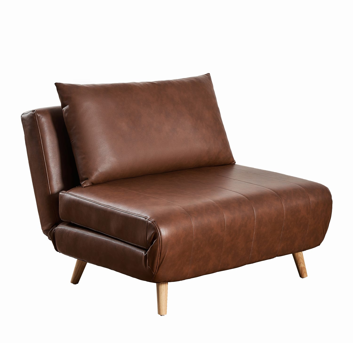 Flash Furniture Shaw Convertible Tri-Fold Leathersoft Sleeper Guest Chair, Brown - Image 3