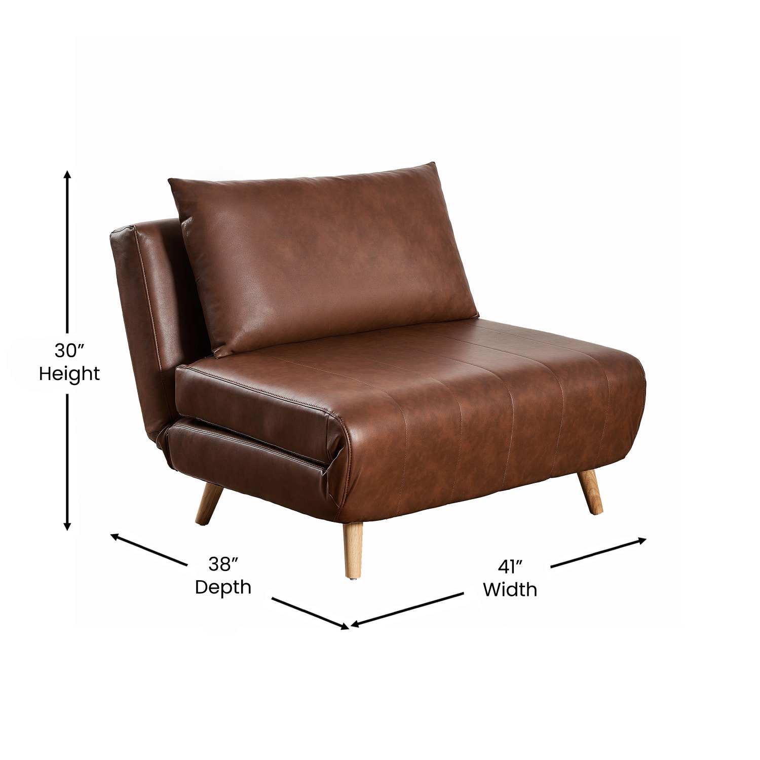 Flash Furniture Shaw Convertible Tri-Fold Leathersoft Sleeper Guest Chair, Brown - Image 6