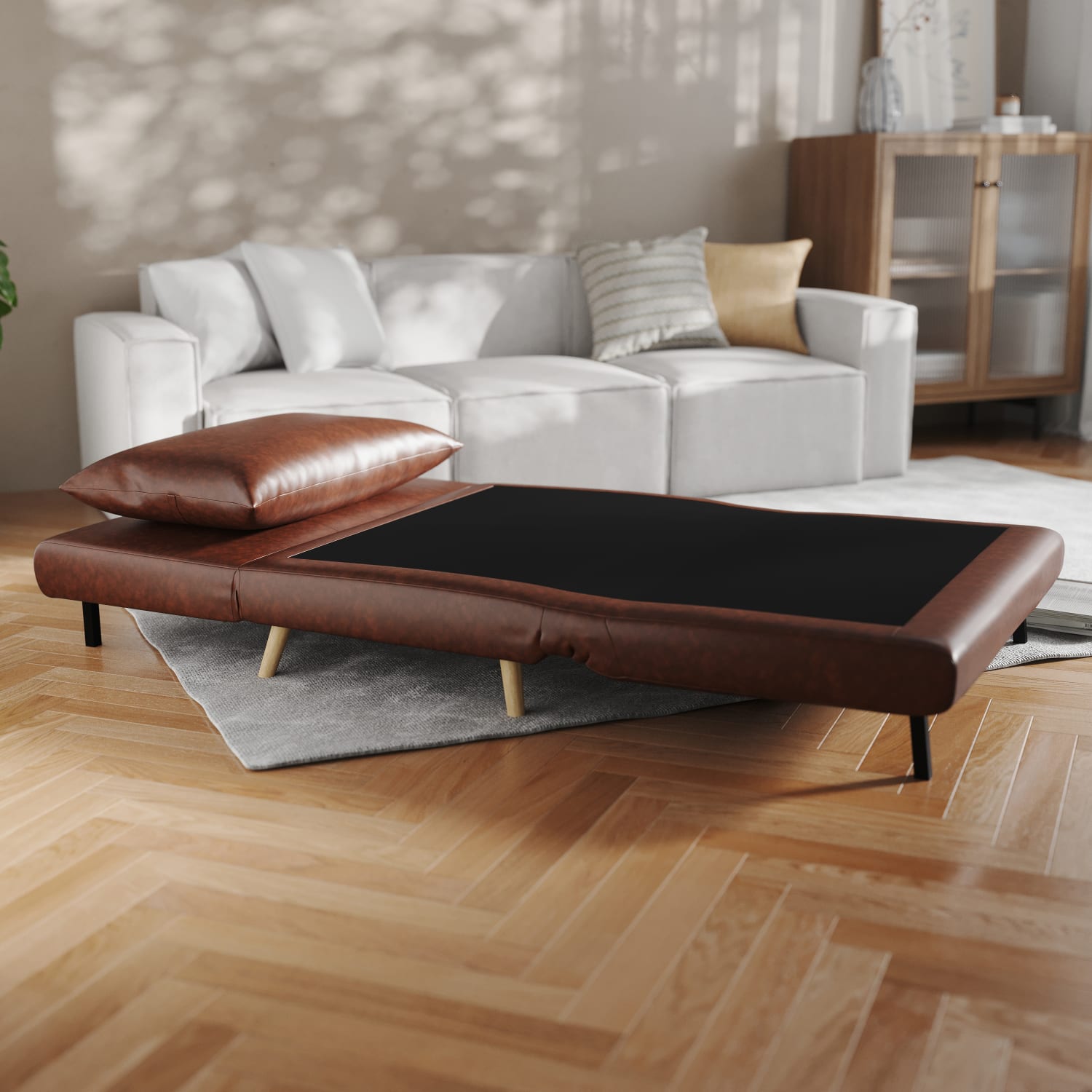 Flash Furniture Shaw Convertible Tri Fold Leathersoft Sleeper Guest Chair Brown PopularChairscom