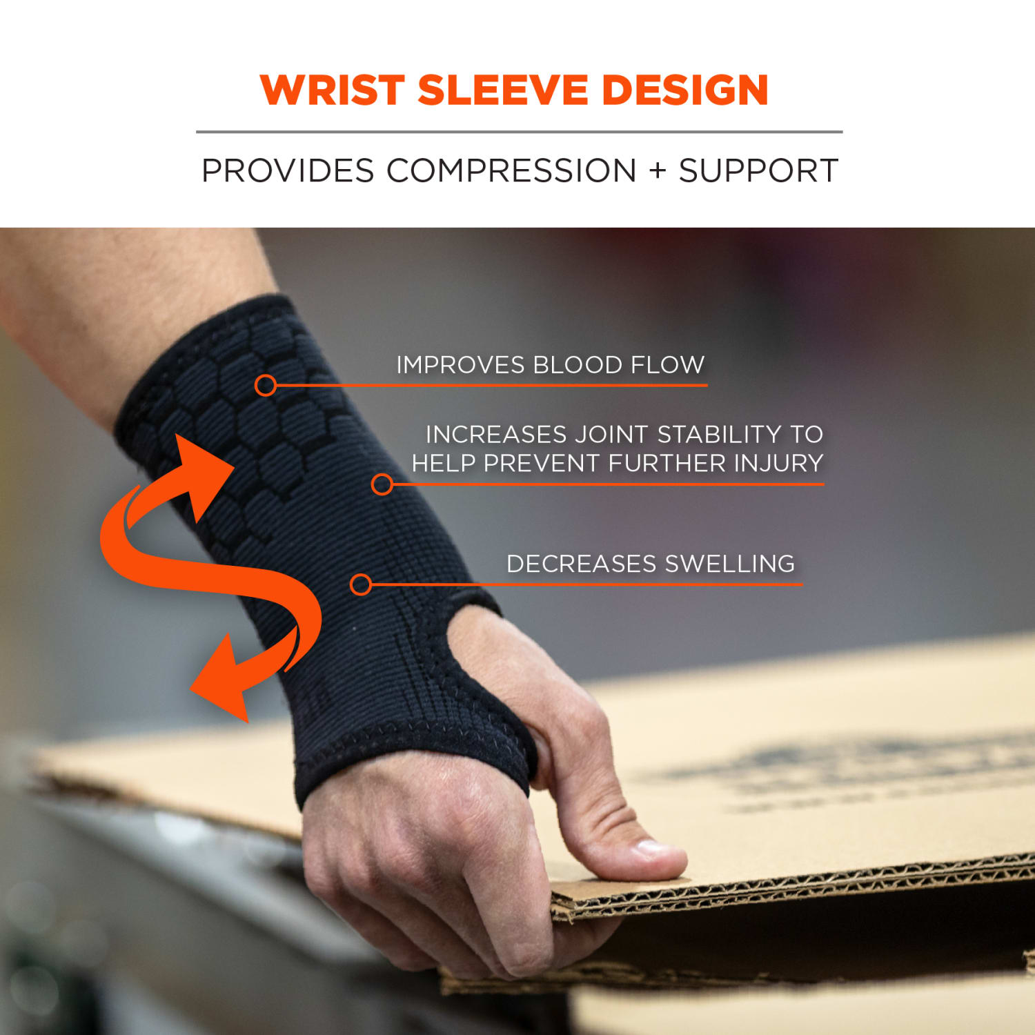 Ergodyne ProFlex 660 Wrist Support Sleeve, M, Black - Image 3