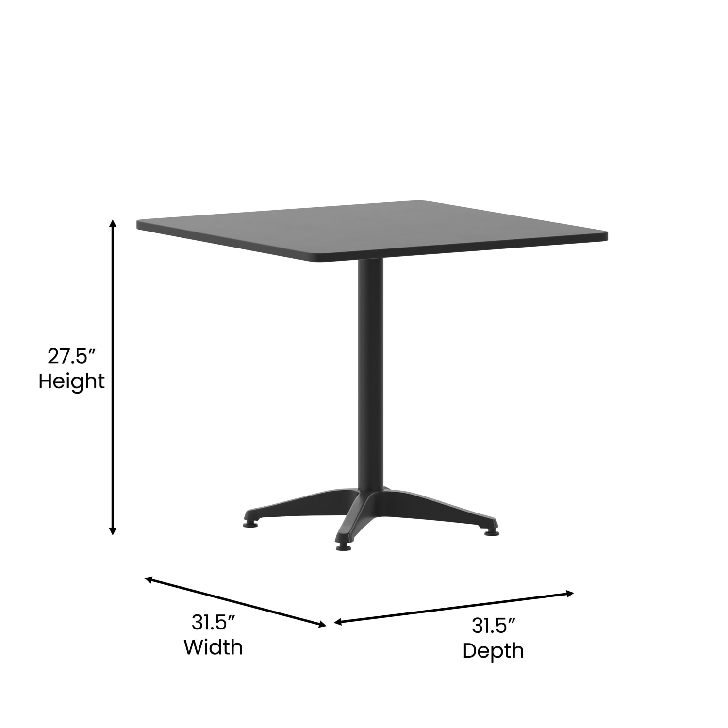 Flash Furniture Square Metal Indoor/Outdoor Furniture Table With Base, 27-1/2inH x 31-1/2inW x 31-1/2inD, Gray/Black - Image 6