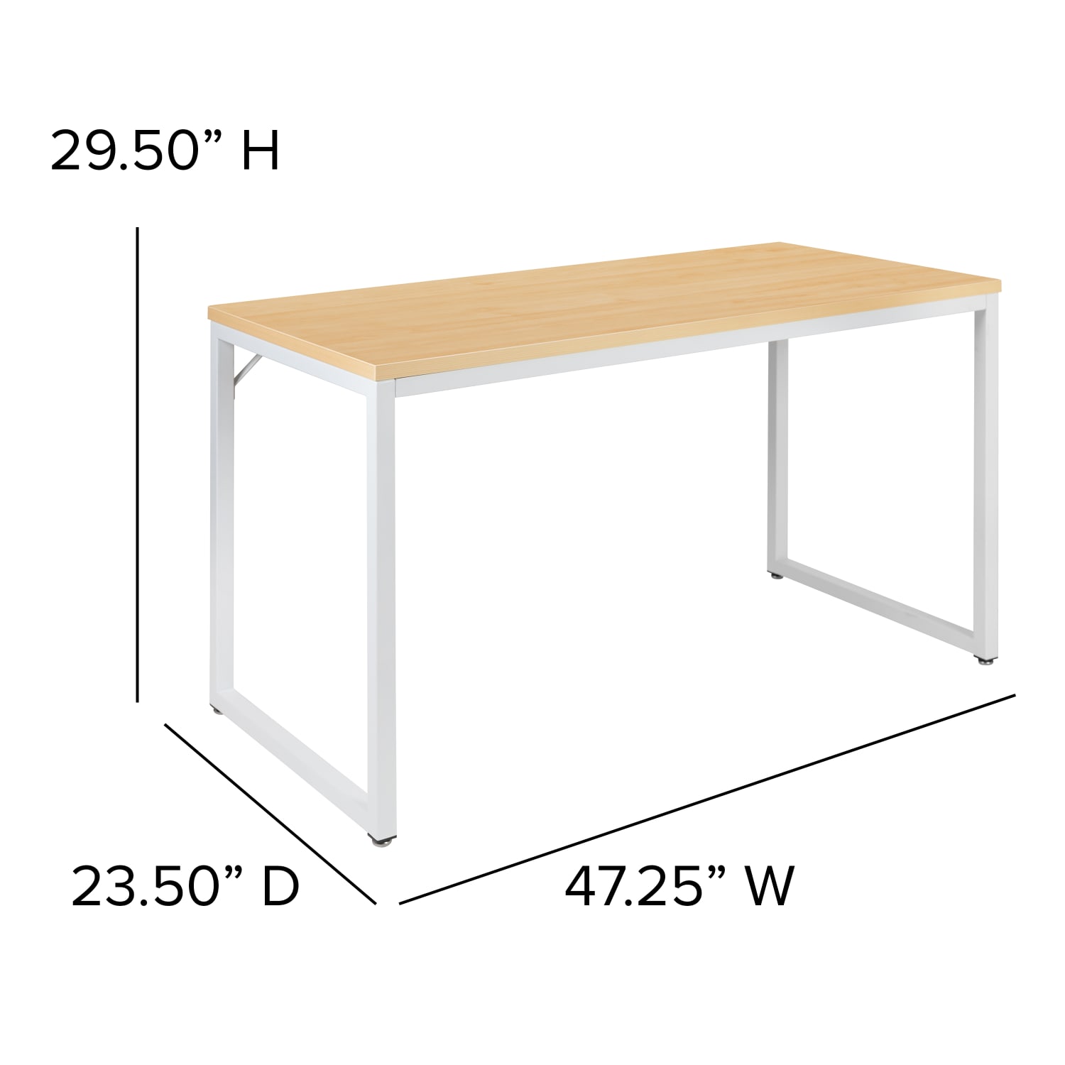 Flash Furniture 48inW Commercial-Grade Industrial Office Computer Desk, Maple/White - Image 6