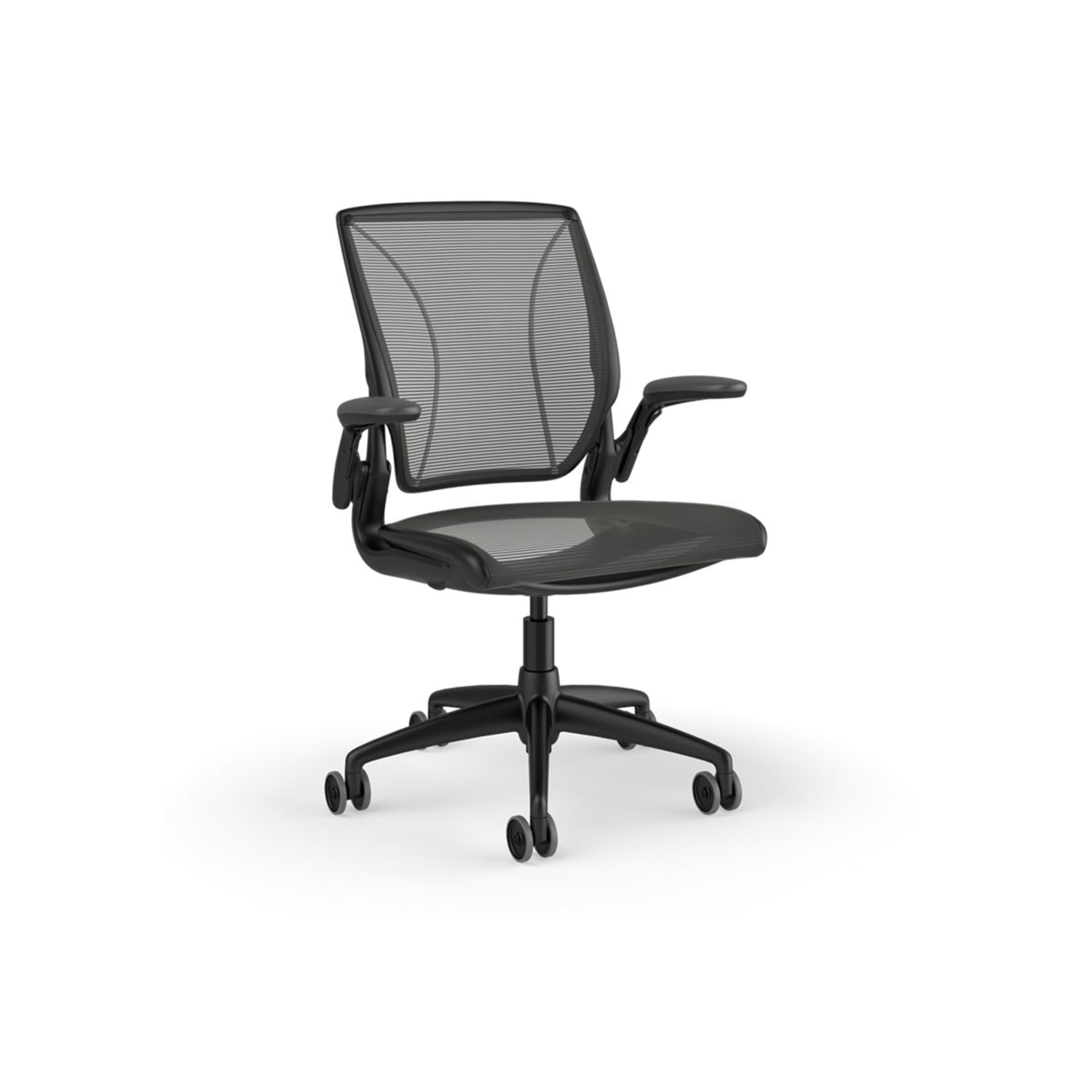 Humanscale Diffrient World Chair task ergonomic armrests Lshaped tilt swivel Pinstripe mesh black PopularChairscom Humanscale Diffrient World Chair task ergonomic armrests L shaped tilt swivel Pinstripe mesh black PopularChairscom