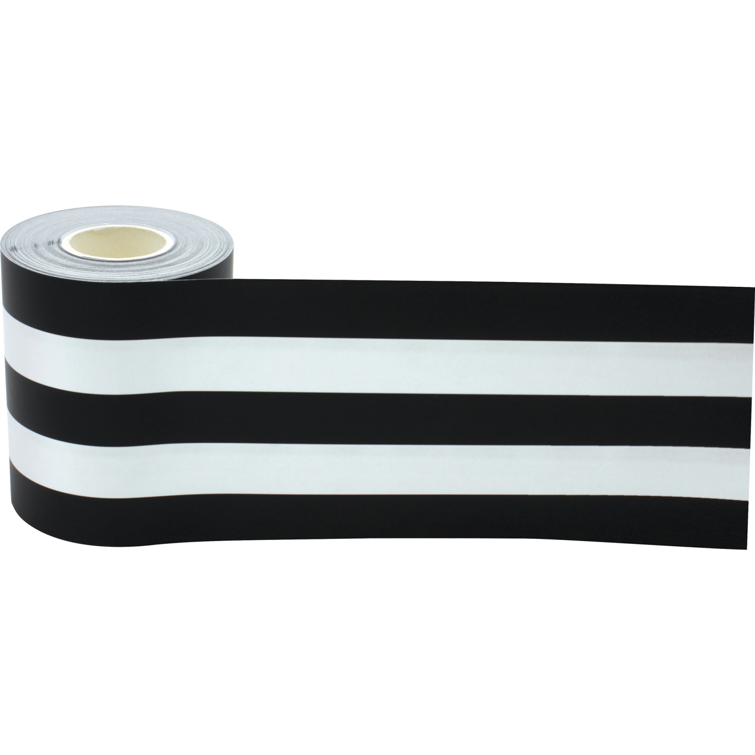 Teacher Created Resources Straight Rolled Border Trim, Black & White Stripes, 50' Per Roll, Pack Of 3 Rolls - Image 3