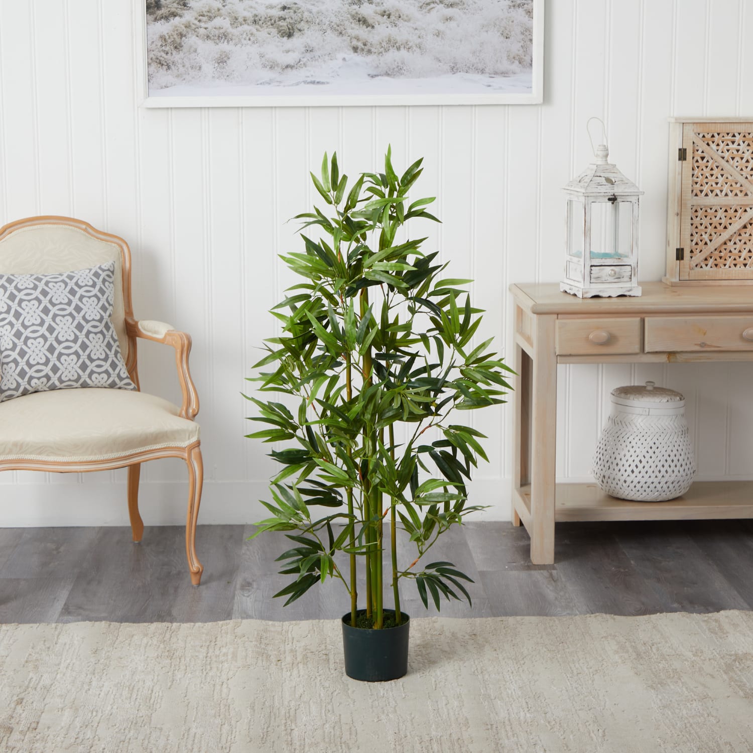 Nearly Natural Bamboo Tree 4'H Artificial Tree With Planter, 48inH x 28inW x 28inD, Green/Black - Image 5