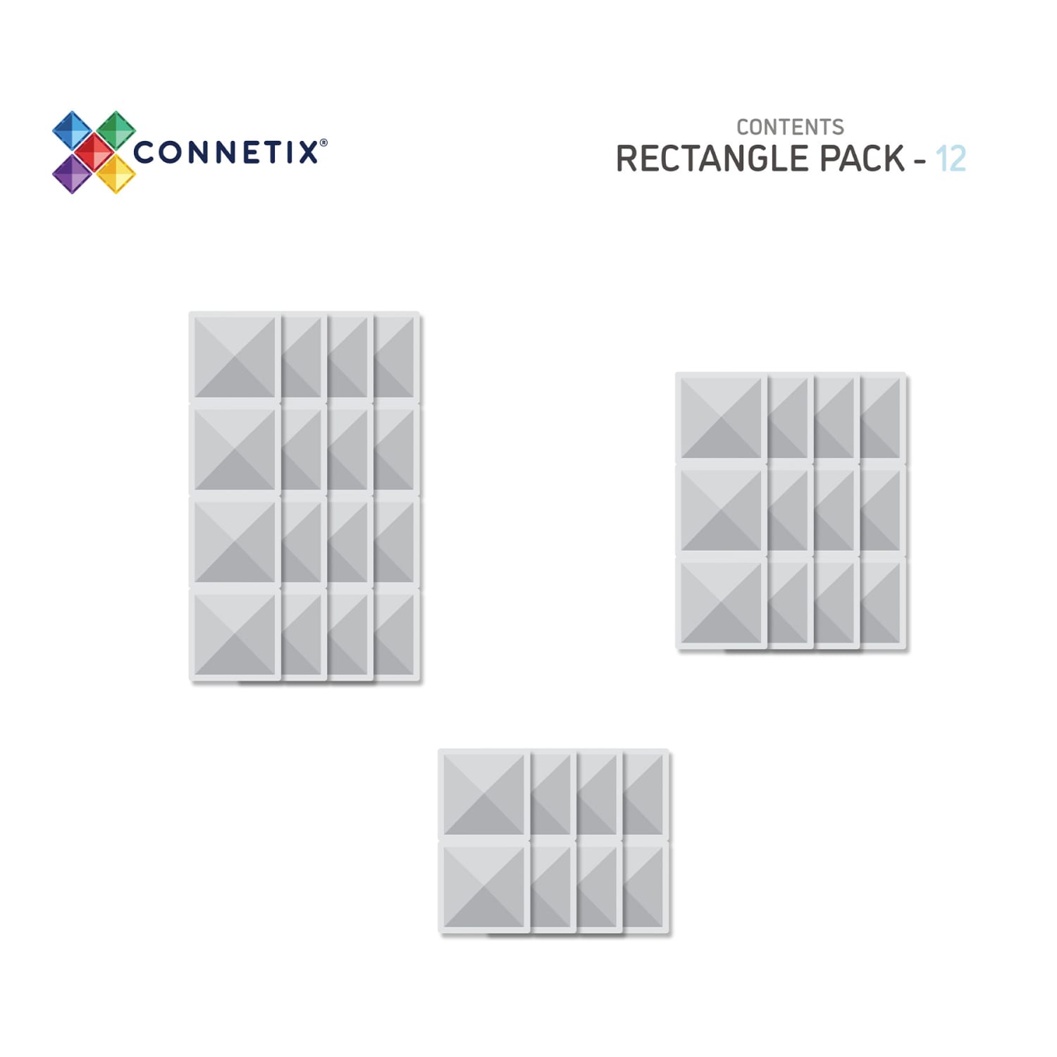 Connetix Magnetic Tiles Clear Rectangle Pack, 12 Pieces - Image 3