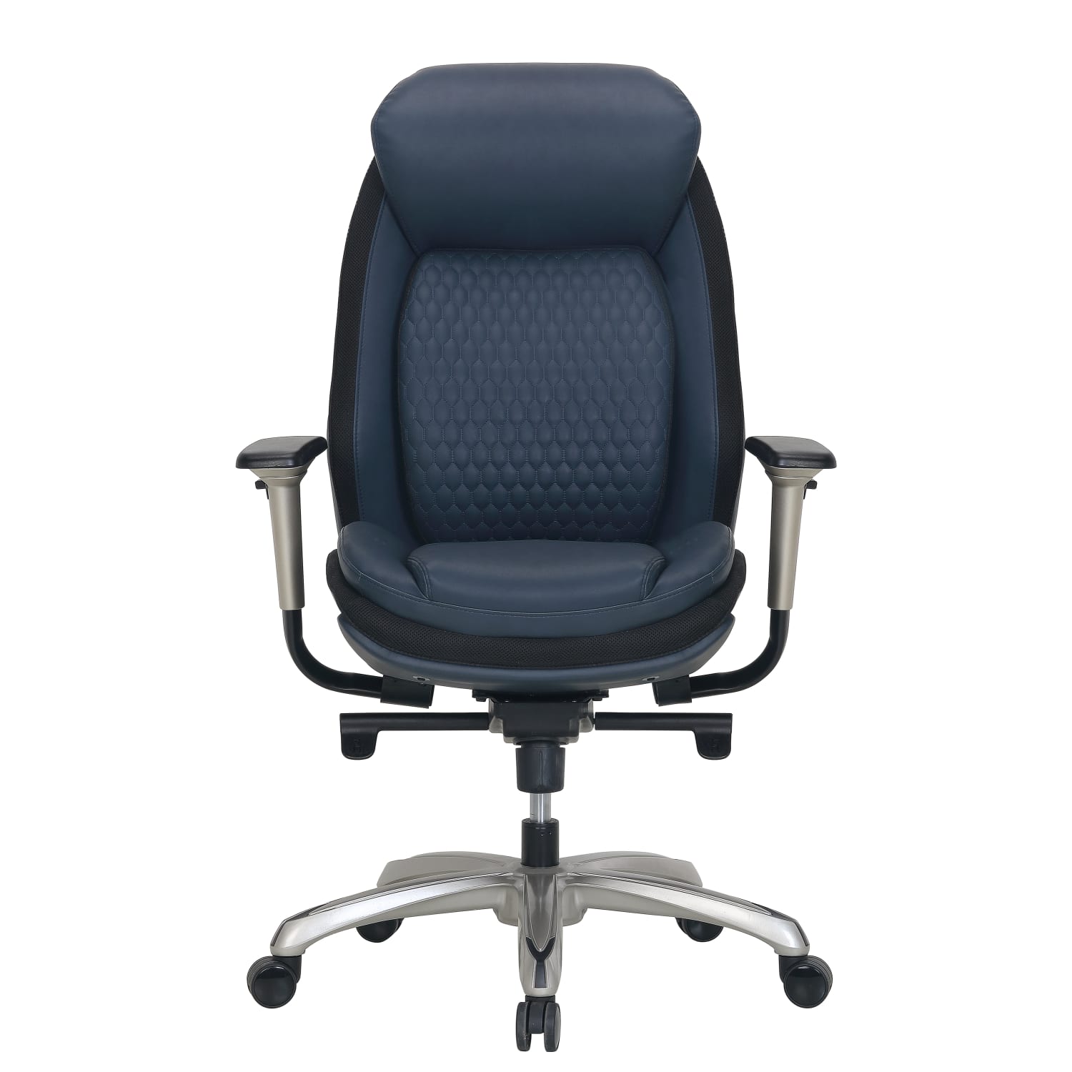 Shaquille O-Neal Zethus Ergonomic Bonded Leather High-Back Executive Office Chair, Navy/Silver - Image 3
