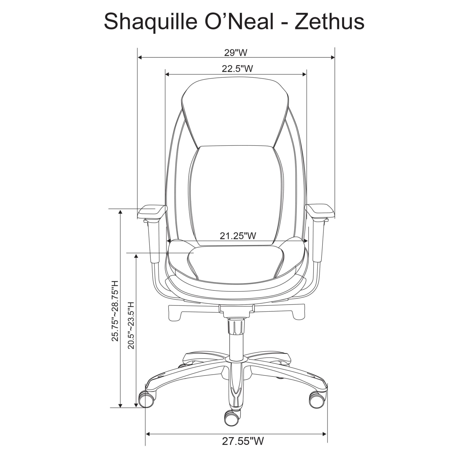 Shaquille O-Neal Zethus Ergonomic Bonded Leather High-Back Executive Office Chair, Navy/Silver - Image 6