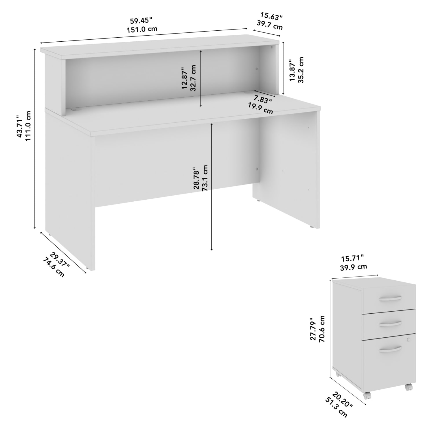 Bush Business Furniture Arrive 60inW Reception Desk with Shelf and Mobile File Cabinet, Mocha Cherry, Standard Delivery - Image 6