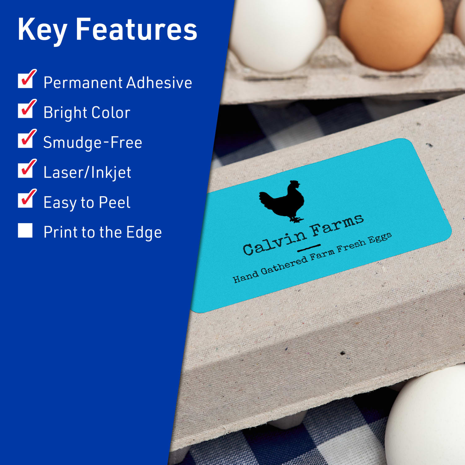 Avery Printable Labels With Sure Feed Technology, 94207-BBP40, Rectangle, 2in x 4in, Matte Bright Blue, Pack of 400 - Image 3
