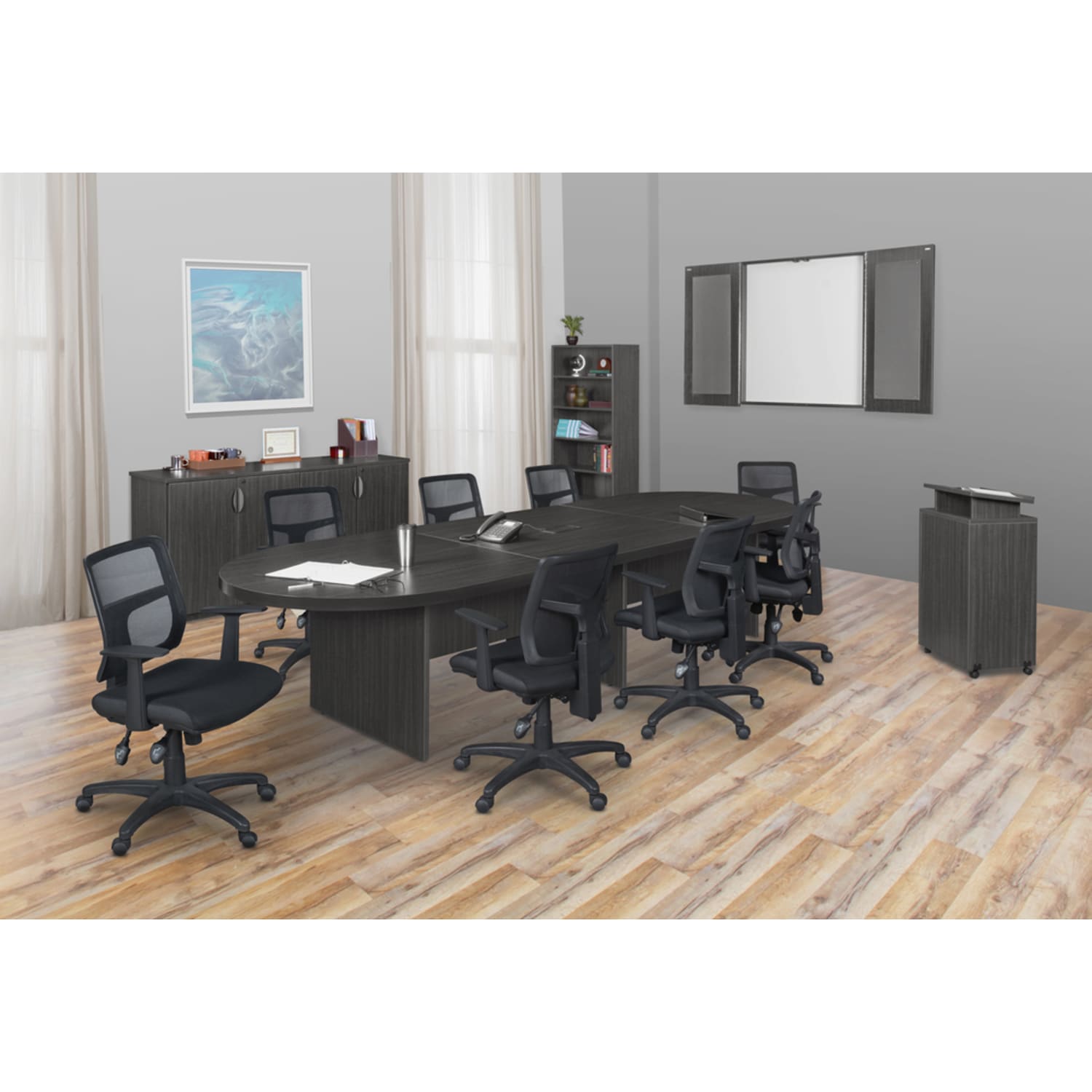 Regency Legacy Melamine Oval Conference Table, 29inH x 168inW x 52inD, Ash Gray - Image 3