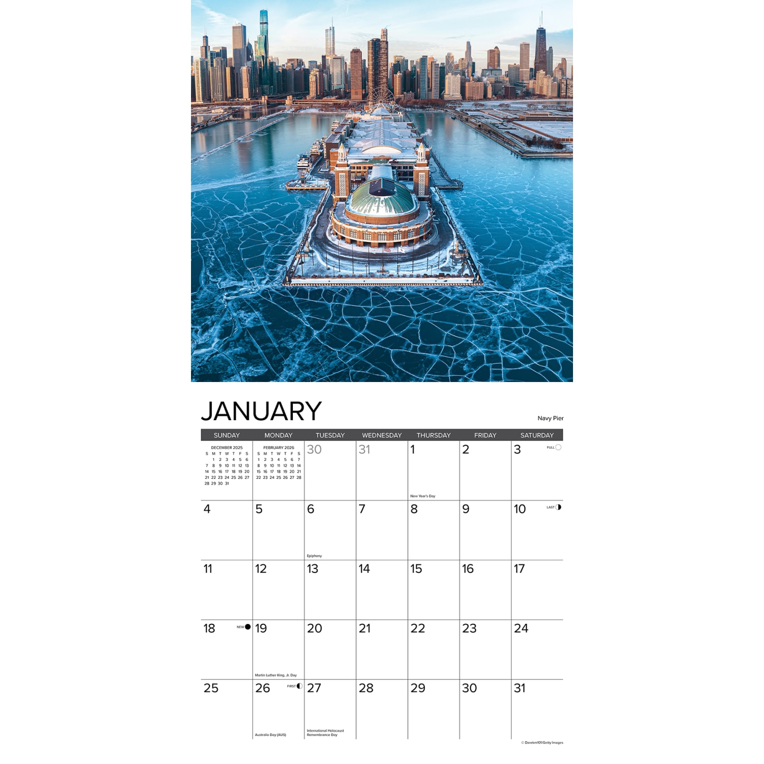 2026 Willow Creek Press Scenic Monthly Wall Calendar, 12in x 12in, Chicago, January To December, 50675 - Image 3