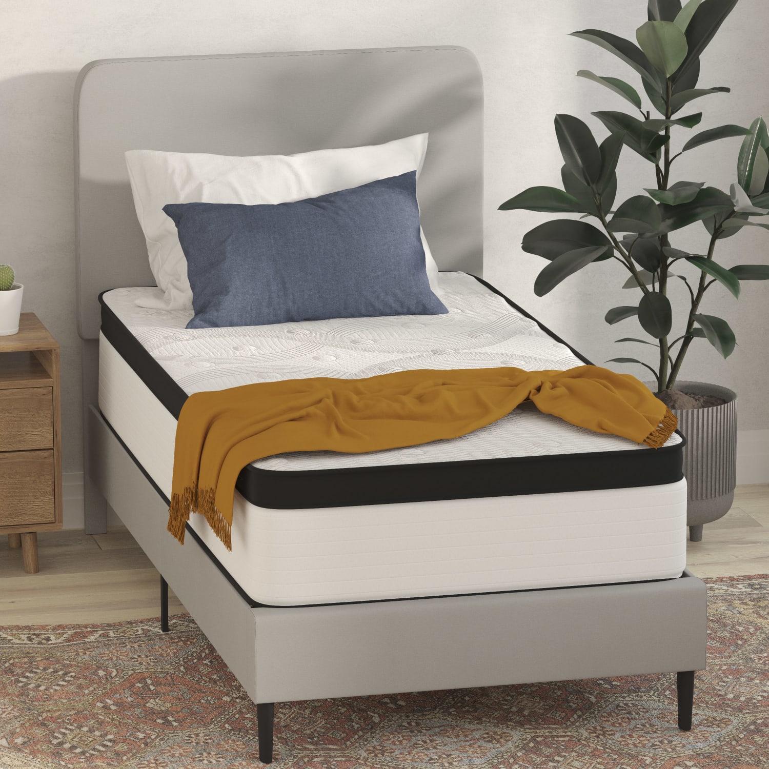 Flash Furniture Capri Comfortable Sleep Firm CertiPUR-US Certified Hybrid Pocket Spring Mattress, Twin, 12inH x 39inW x 75inL, White - Image 6